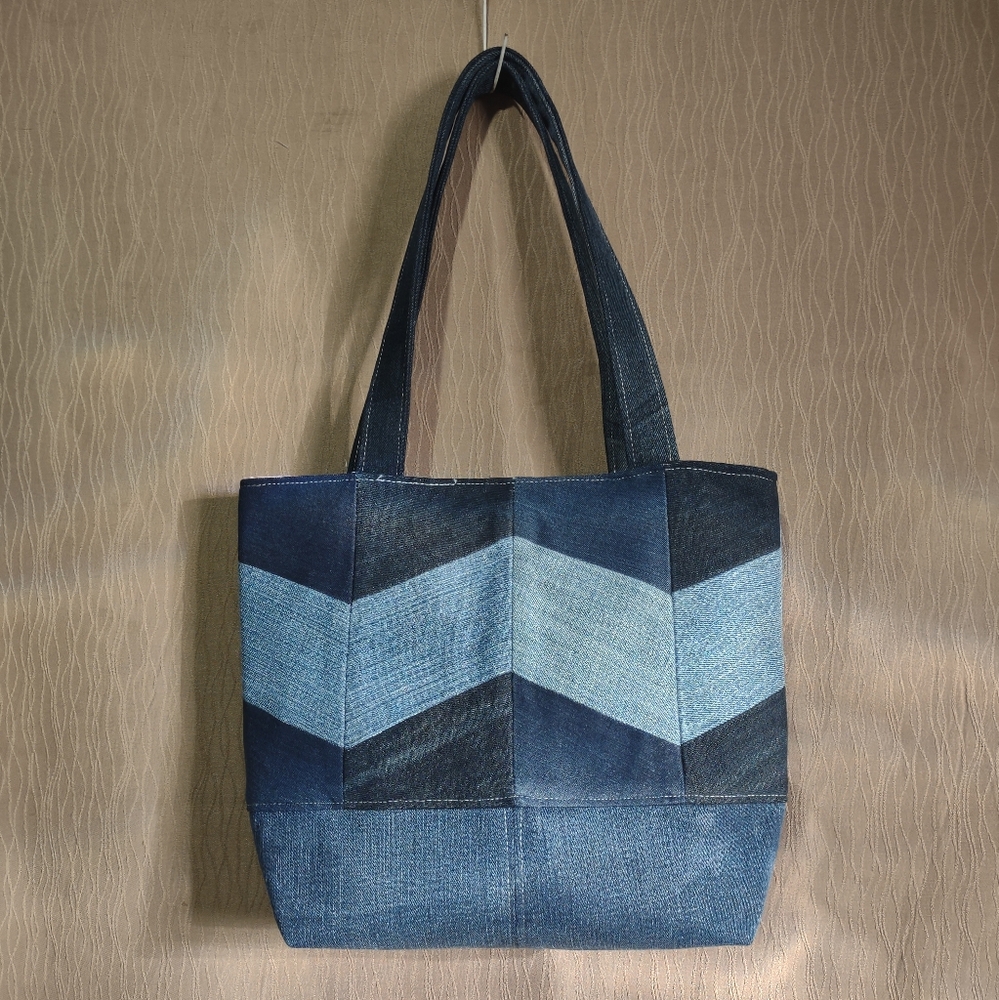 Handmade Upcycled Denim Tote Bag 12
